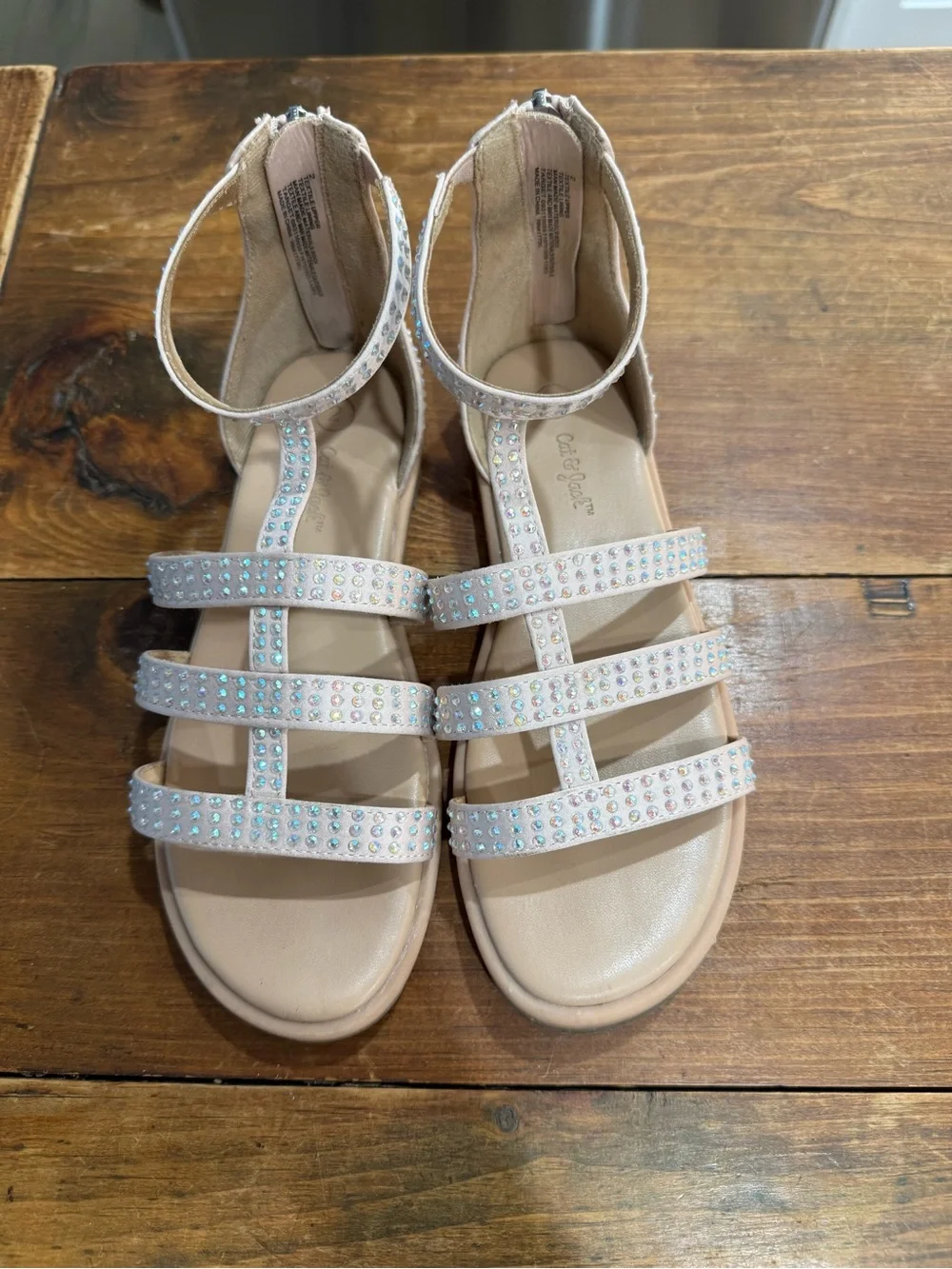 Sparkle Strappy Girls Sandals in Light Pink/Rose- Cat & Jack size 2